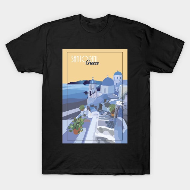 Santorini Greece Illustration T-Shirt by Holailustra